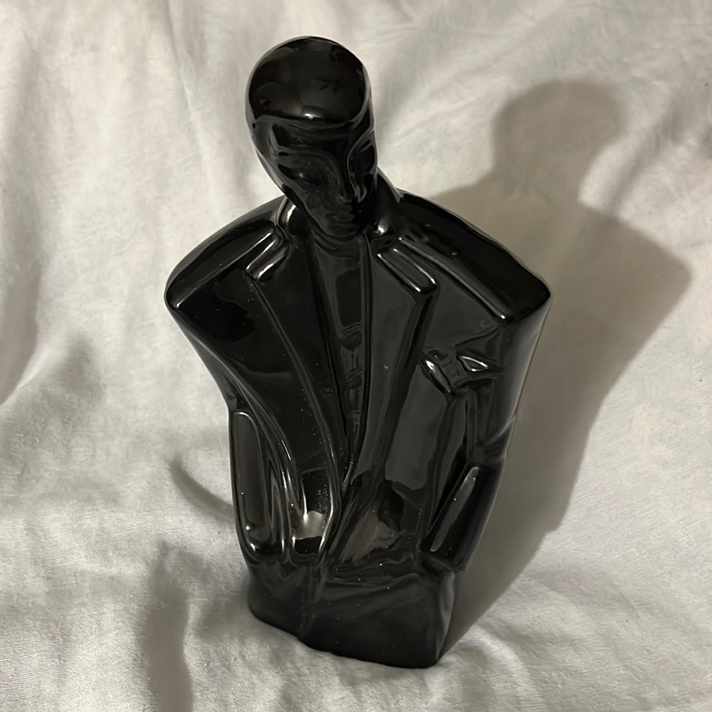 Vintage Art Deco 14" black lacquered Ceramic Male Mannequin statue sculpture